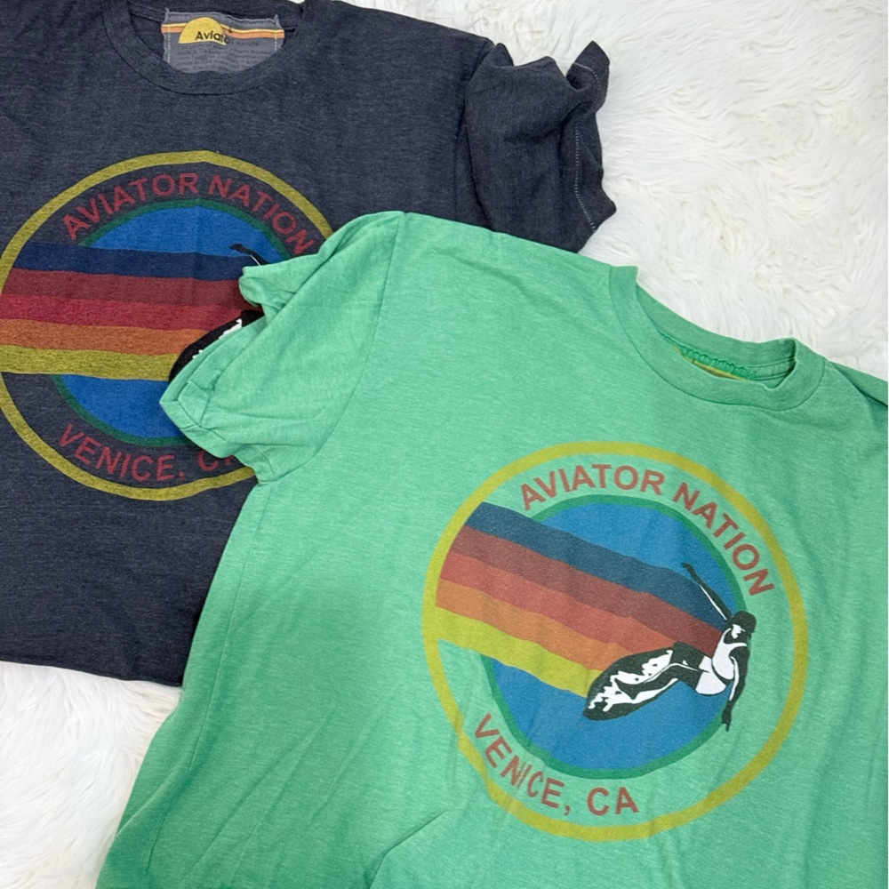 Aviator Nation ADULT Tees - Green and Dark Gray